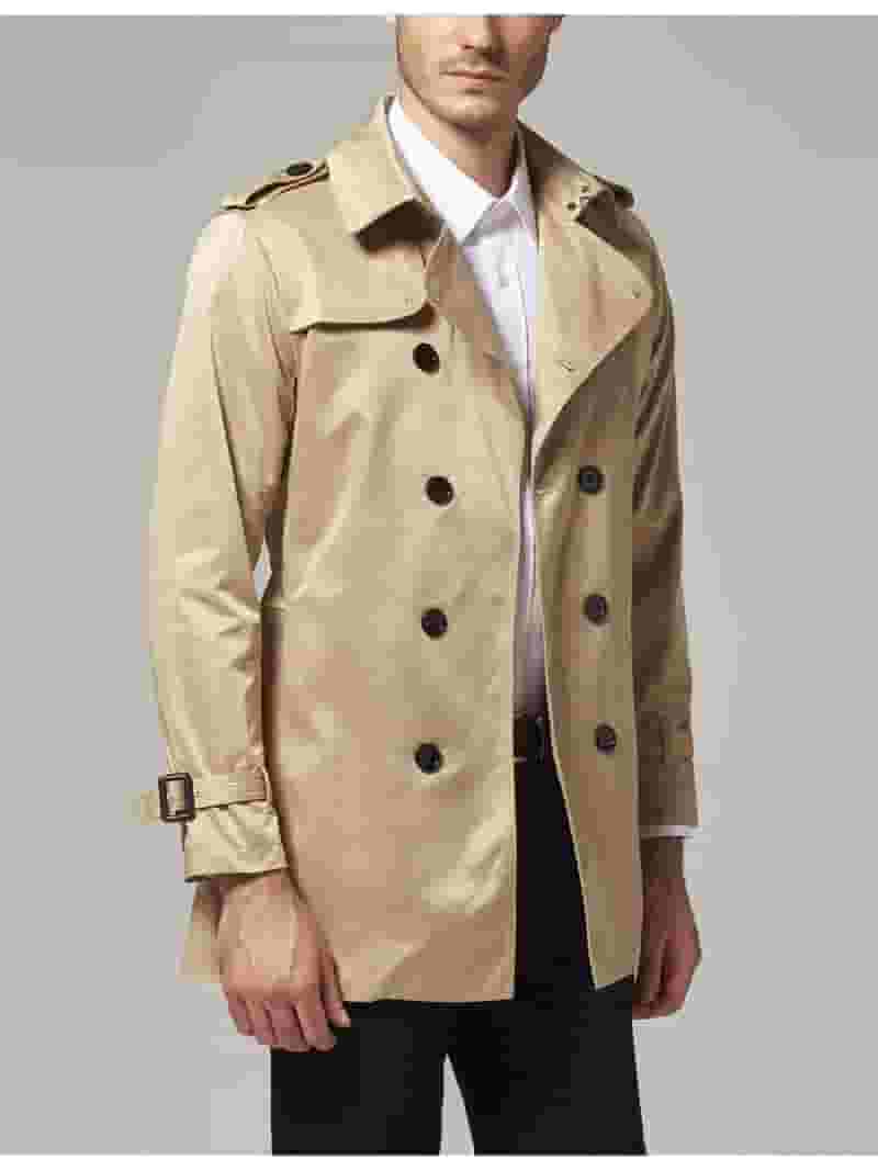特価ブランド Men's SSLR Double Belted Stylish Coat Trench Breasted Clothing