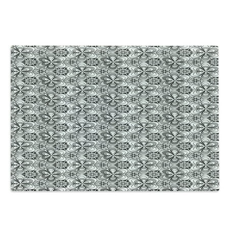 

Black and Grey Cutting Board Blossoming Flowers Pattern Simplistic Sketch Style Flourishing Garden Decorative Tempered Glass Cutting and Serving Board Large Size Black Grey White by Ambesonne