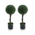 thumbnail image 1 of Set of 2 Realistic Artificial Boxwood Topiary Ball Trees,24" Faux Topiary Plants with Natural Wood Trunk & Pot for Outdoor Indoor Front Porch Home Garden Spring Decor, 1 of 9