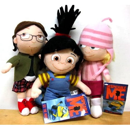 Despicable Me The Movie Official 8" Inch Soft Plush Toy Figure Agnes Edith Margo Orphan Three Sisters Doll Set