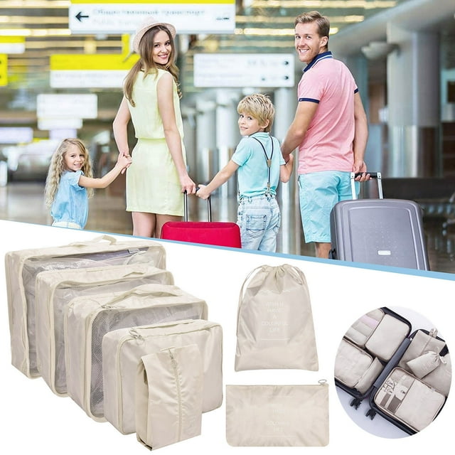 Hml Packing Cubes For Travel 7Pcs Travel Cubes Set Foldable Suitcase Organizer Lightweight Luggage Storage Bag