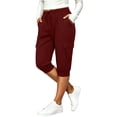 thumbnail image 5 of MLCDZ Womens Capri Cargo Joggers with Pockets Drawstring Elastic Waist Casual Loose Golf Capris Summer Vacation Travel Cruise Hawaii Beach Cropped Pants, 5 of 8