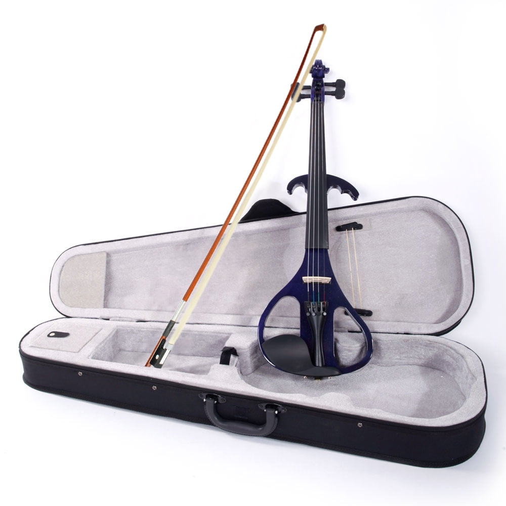 Kepooman 4/4 Basswood Electric Violin W/ Case, Rosin, Head, Bow, Connecting Line - Purple