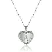 Cubic Zirconia Initial Necklace for Women and Girls – 925 Sterling Silver Heart Pendant with Adjustable Chain