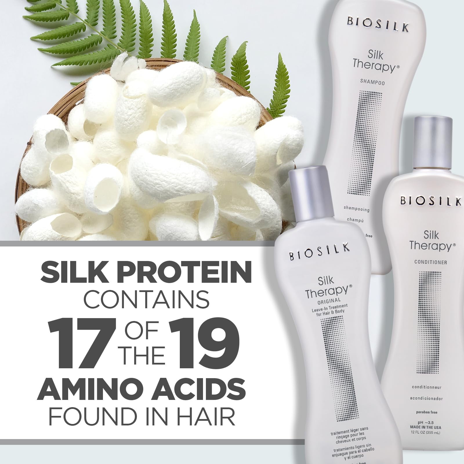 BioSilk 3-Piece Silk Therapy Shampoo, Conditioner & Serum Kit