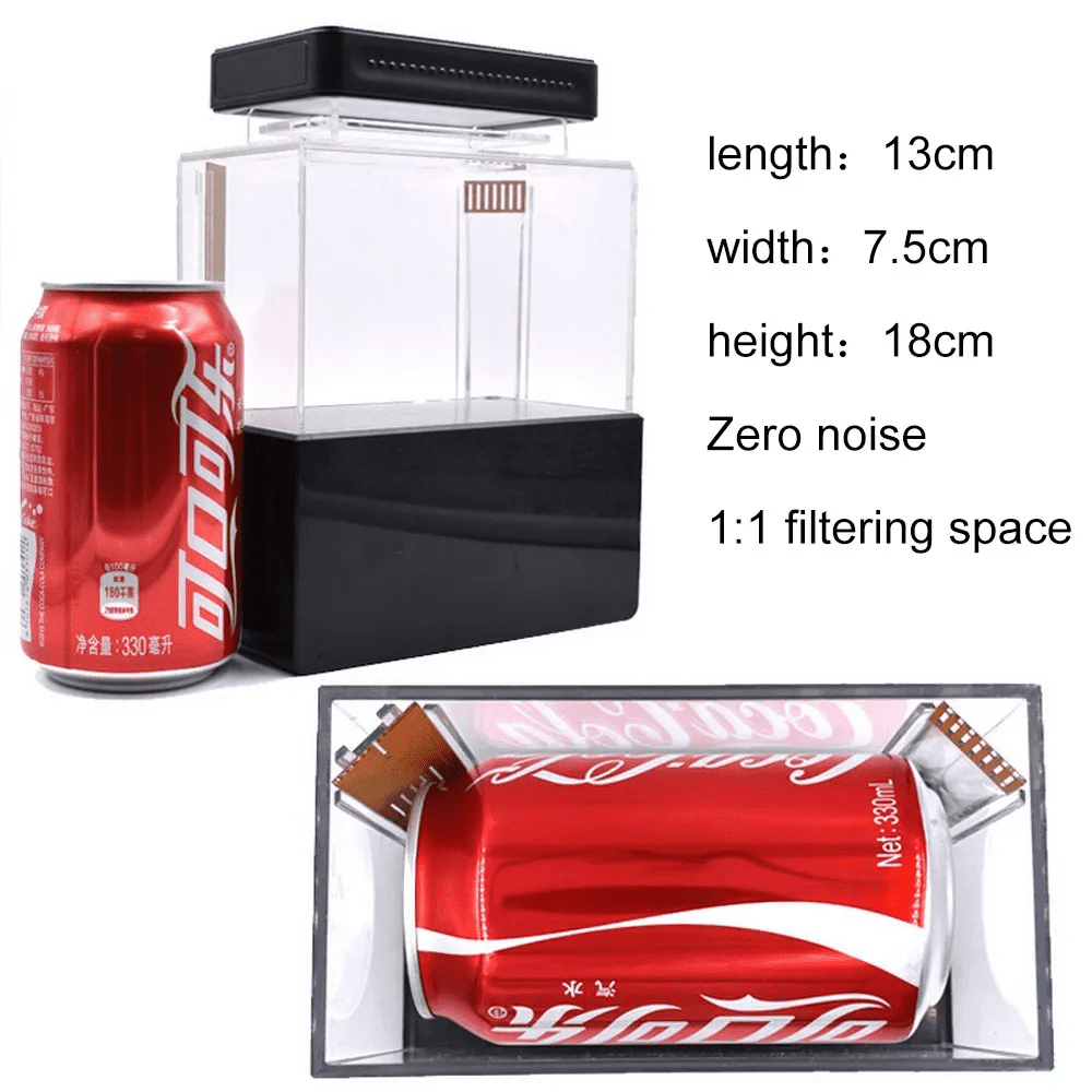 0.4 Gal Mini Desktop Saltwater Aquarium w/ Bottom Filter, Ultra-Clear Acrylic, Quiet Fish Tank