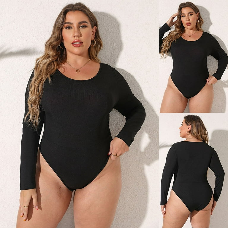 KAL'ANWEI Long Sleeve Bodysuit Plus Size Body Mujer XL 3XL 5XL