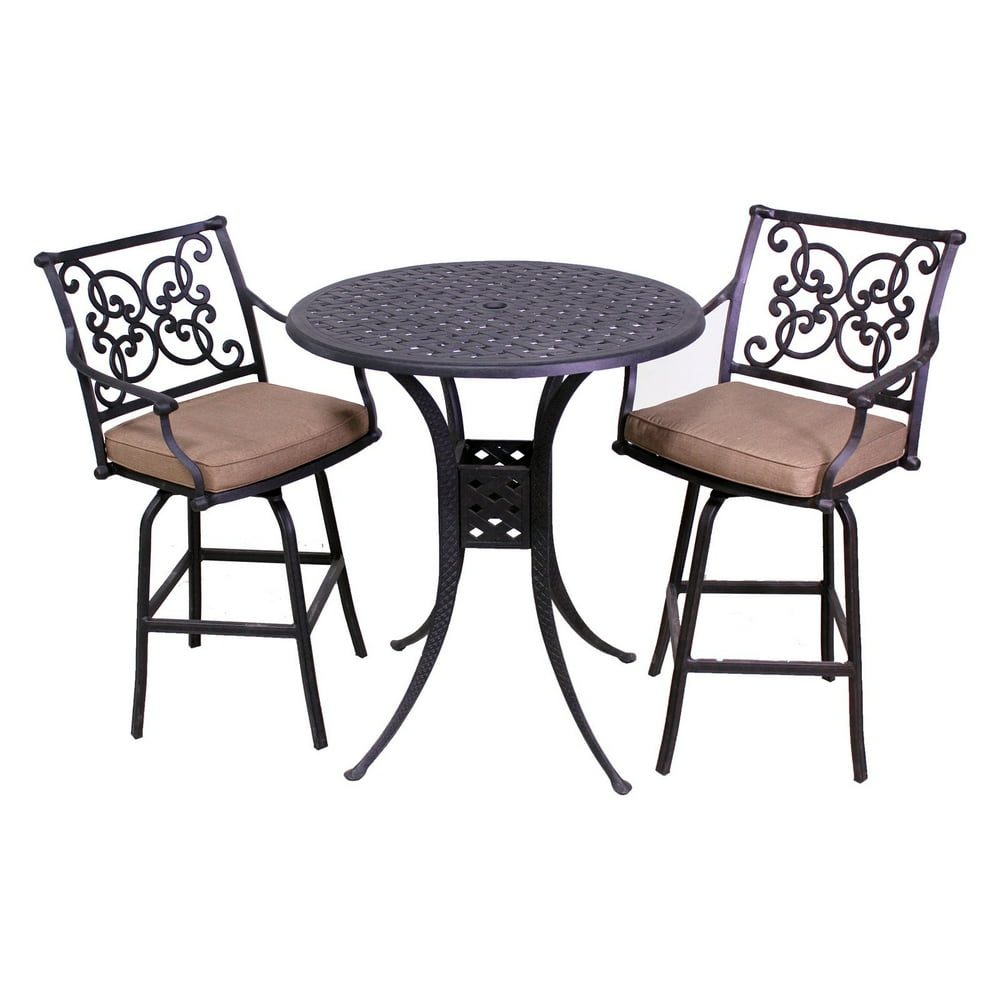 Paradise Cove Designs Ferrara Cast Aluminum 3 Piece Bar Height Patio