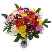 Rainbow Rose Bouquet, Two Dozen, Vase Included