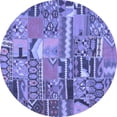 thumbnail image 1 of Ahgly Company Indoor Round Patchwork Blue Transitional Area Rugs, 4' Round, 1 of 4