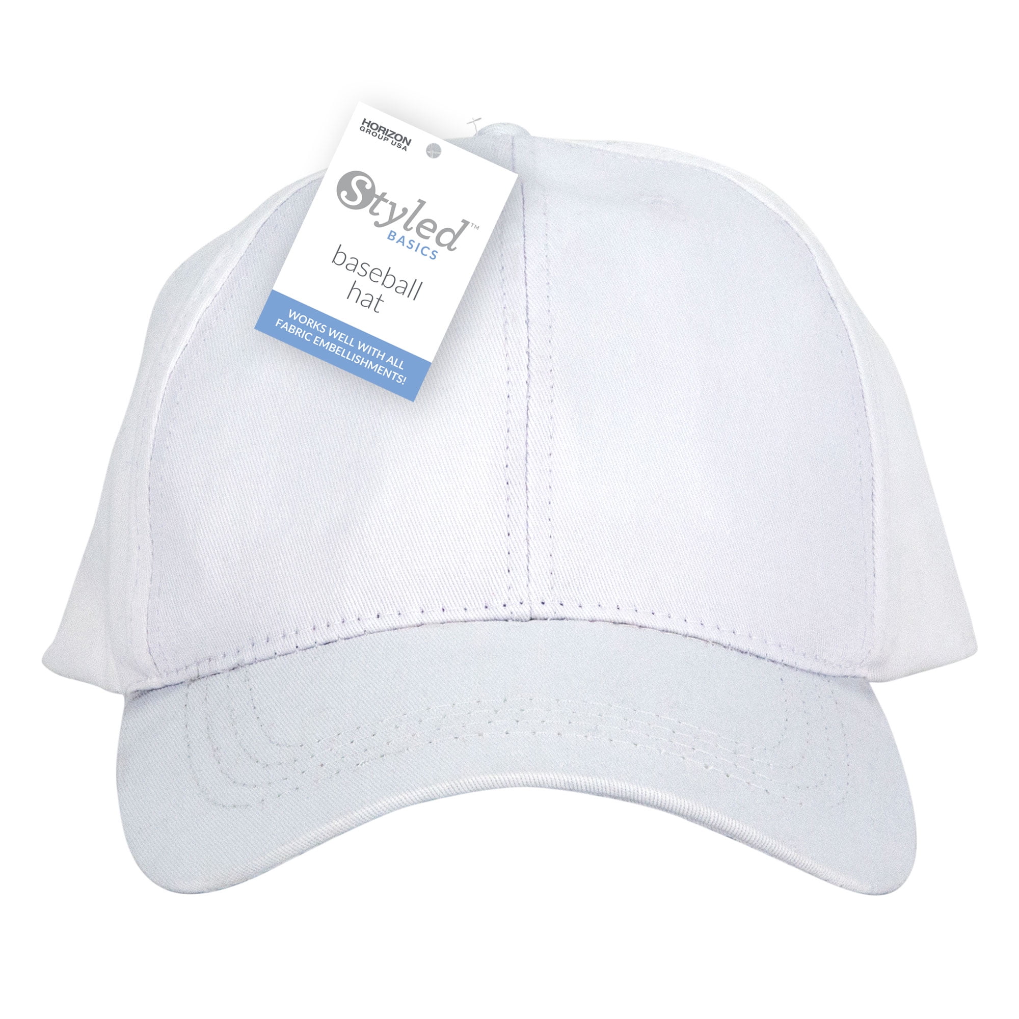 Styled Basics White Baseball Hat, Expandable Hook & Loop Tab Closure, One  Size