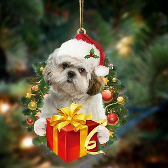 Acrylic 2D FLAT Shih Tzu-Dogs give gifts Hanging Ornament, Christmas Ornament, Dog Ornament, Xmas Dog Ornaments