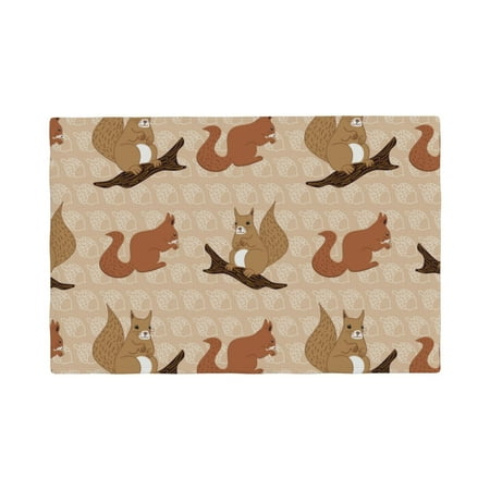 

Placemats Set of 4 Squirrel nut backgrounds Heat Resistant Non - Slip Place mats Waterproof table mat for Kitchen Dining-6片装