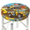 thumbnail image 3 of Qekee Different Construction Site Vehicles Print Velvet Round Bar Stool Seat Cover, Soft Foam Cushioned Protector with Non-Slip Backing for Kitchen, Office & Restaurant Chairs-14 inch, 3 of 7