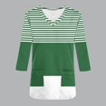 thumbnail image 3 of Jalioing Striped Tunic Tops for Women 3/4 Length Sleeve V Neck Pullover Blouses with Pocket Spring Casual Work Tops, 3 of 5