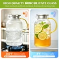 thumbnail image 3 of TINANA 68 oz Glass Pitcher with Lid, 2L Borosilicate Water Carafe, Stainless Steel Filter Lid, Iced Tea Lemonade Juice Milk Beverage Jug, 3 of 6