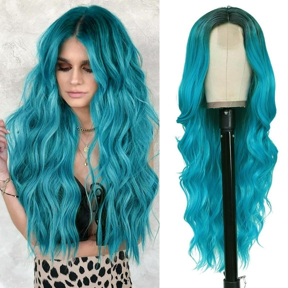 Zhuge Wavy Wig No Bangs Middle Parted Cosplay Hair for Daily Party,28in，A27