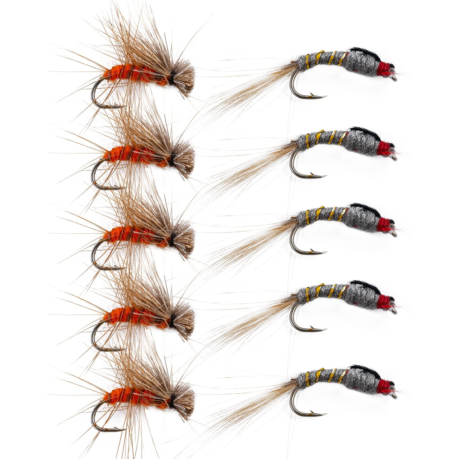 3/6Pcs Fly Fishing Flies #12 Hooks Bright Skin Worm Nymph Spinner Dry Fly  Trout Artificial Insect Lures