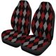 thumbnail image 2 of ABPHQTO Juego de 2 fundas para asientos de coche con diseño de cuadros en rojo, negro y gris, arlequín a cuadros, protector universal para asientos delanteros de coche, 2 of 4