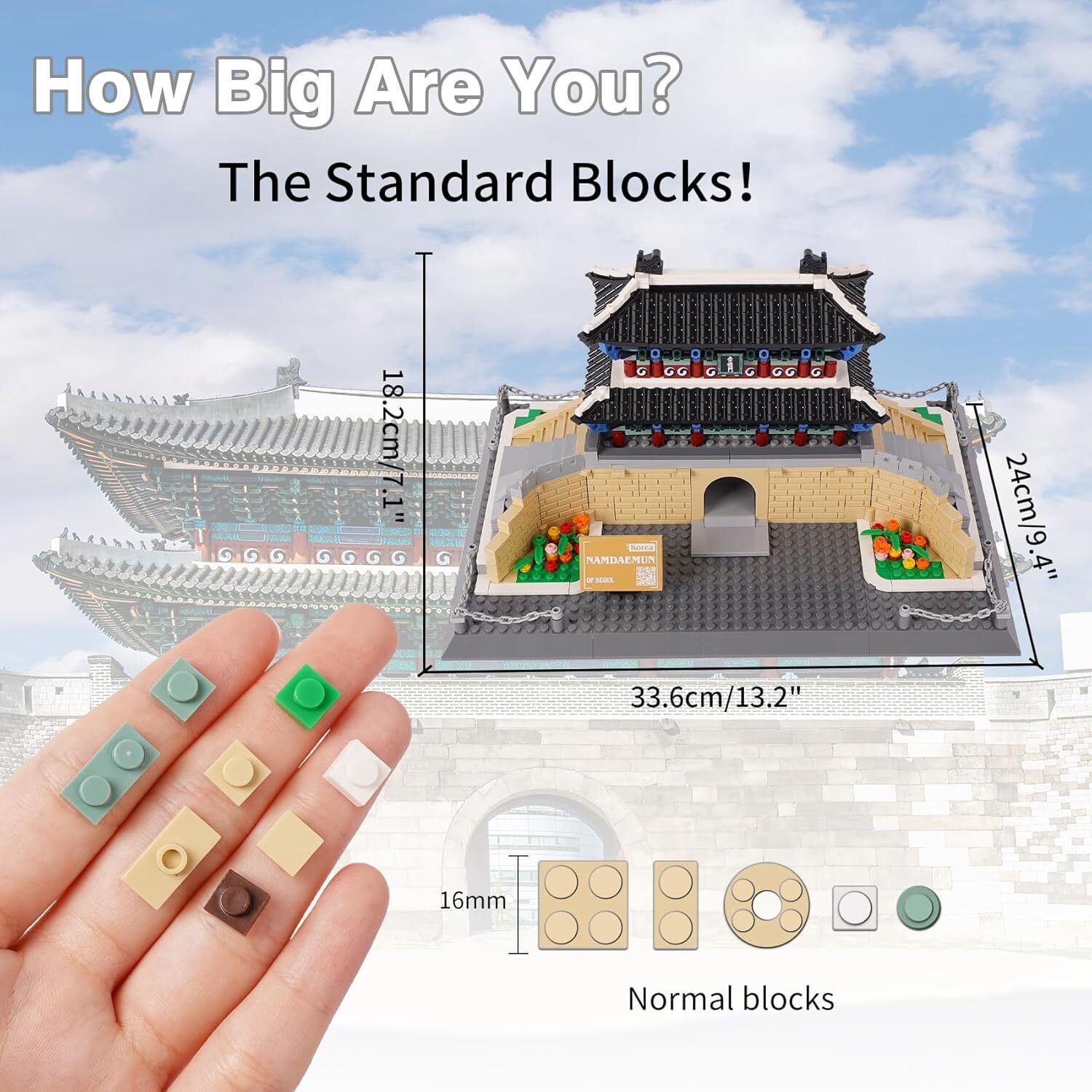 Vyytoz Namdaemun Gate Seoul Building Set, 900Pcs Architecture Model, Creative Display Toy, World Landmark Collection
