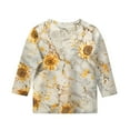 thumbnail image 4 of LTTVQM Girls 3/4 Length Sleeve Tops 12-13 Fall Trendy Floral Print Casual Shirts Soft Crew Neck Blouses for Girls Clothes Yellow 12-13 Years, 4 of 4
