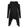 thumbnail image 3 of Jewelreauty Womens Cold Shoulder Tops Round Neck Long Sleeve Asymmetrical Hem T-Shirts Casual Outdoor Shirts (XL, Black), 3 of 5