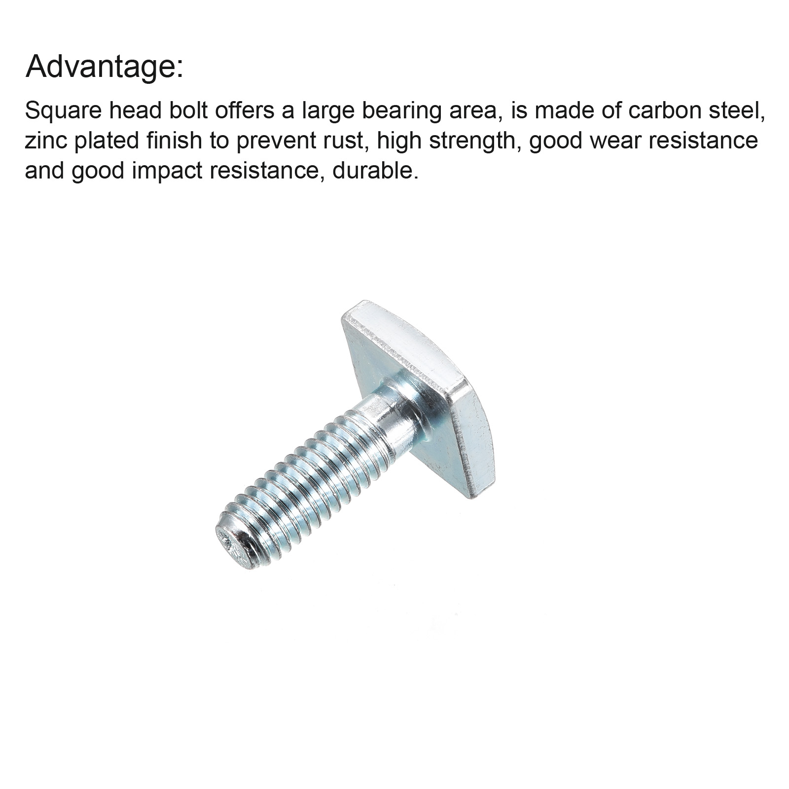 Square Head Bolt, 10 Pack M6x17.5mm Carbon Steel Grade 4.8 Square Screws - image 4 of 5