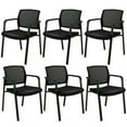thumbnail image 1 of Gymax Ensemble de 6 Chaises de Bureau pour Conférence, Chaises Empilables en Maille pour Réception d'Invités avec Roulettes, 1 of 8