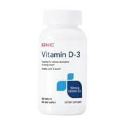 GNC Vitamin D-3 50mcg, 180 Tablets, Supports Healthy Bones and Teeth