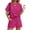 Hot Pink, variant on Two Piece Sets for Women Summer Crew Neck Lounge Short Sets Cap Sleeve Drawstring Sweatsuit with Pocket