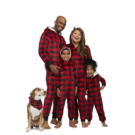 Jolly Jammies Buffalo Plaid Matching Family Christmas Union Suit Pajama Set
