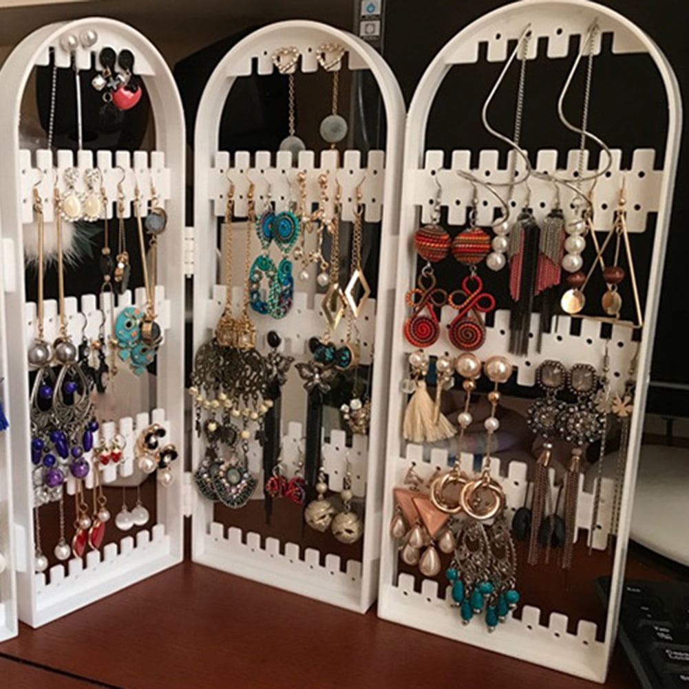 Amazon.com: XINZHIDA Earring Hanger Rack with 8 Mini Coat Hangers, Acrylic  Earring Holder Display Stand, Ear Studs Hanging Earrings Organizer For  Women Girls, Silver : Clothing, Shoes & Jewelry
