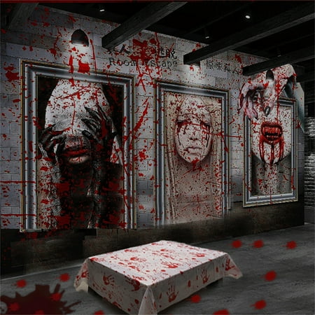 

EKOUSN Halloween Bleeding Tablecloth Party Atmosphere Layout Props Blood Handprint