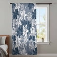 thumbnail image 3 of Blue White Flowers Semi Sheer Curtains Drapes for Living Room, Bedroom, French Doors Window 45 Inches Long, Country Vintage Botanical Floral Rod Pocket Chiffon Curtain Drapery Voile Draperies Panel, 3 of 8