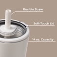 thumbnail image 4 of HydroJug Everyday Tumbler – Ceramic-Lined Insulated Tumbler with Straw and Soft-Touch Lid, Cup Holder Friendly – 14 oz, Linen, 4 of 6