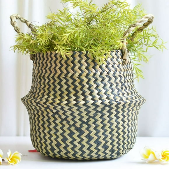 Seagrass Wicker Basket Flower Pot Folding Basket Dirty Basket Storage Decoration