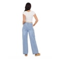 thumbnail image 5 of Forever 21 Women's Blue Y2K Wide-Leg Denim Pants, Lace Trim Waistband Detail for Everyday Casual Wear, Size 6, 5 of 6