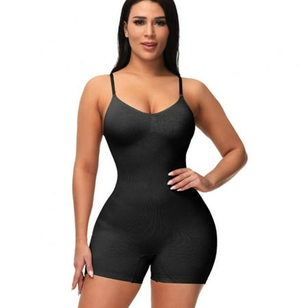 

Women V neckline Seamless Bodysuit Slimming Waist Trainer Shapewear Butt Lifter Chest Enhancing Full Slip Strappy-Backed One Piece Lingerie Shapewear