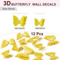 thumbnail image 2 of Calcomanías de mariposa en 3D removibles Uxcell, arte de calcomanías, PVC, amarillo, 12 piezas, 2 of 7