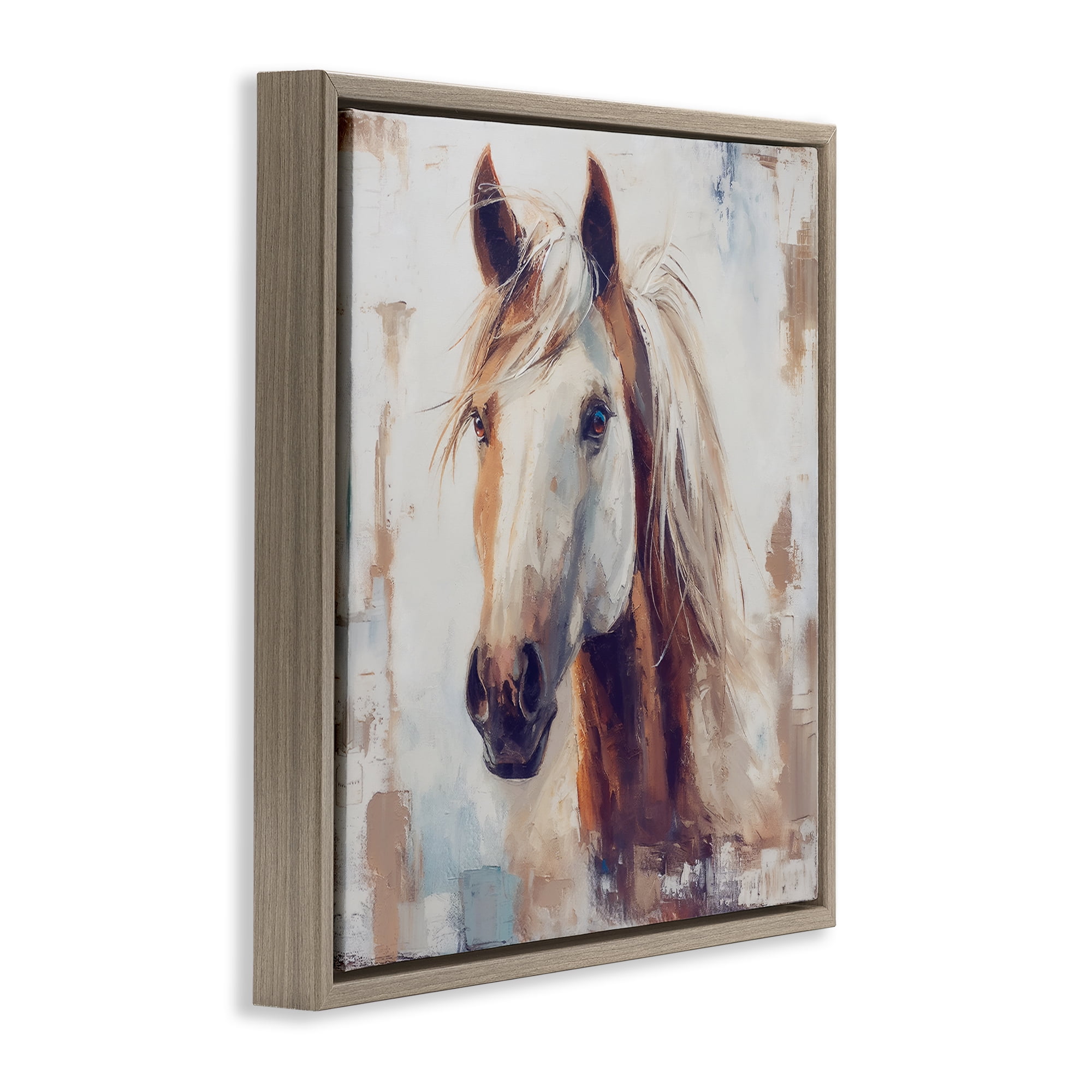 Stupell Industries Rustic Horse Impression Animals Painting Brown Floater Framed Canvas Art Print Wall Art, 18 x 18