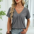 thumbnail image 4 of Vmvidoty Womens Plus Size Classic-fit Short-sleeve V-neck T-shirt Dark Gray M, 4 of 9