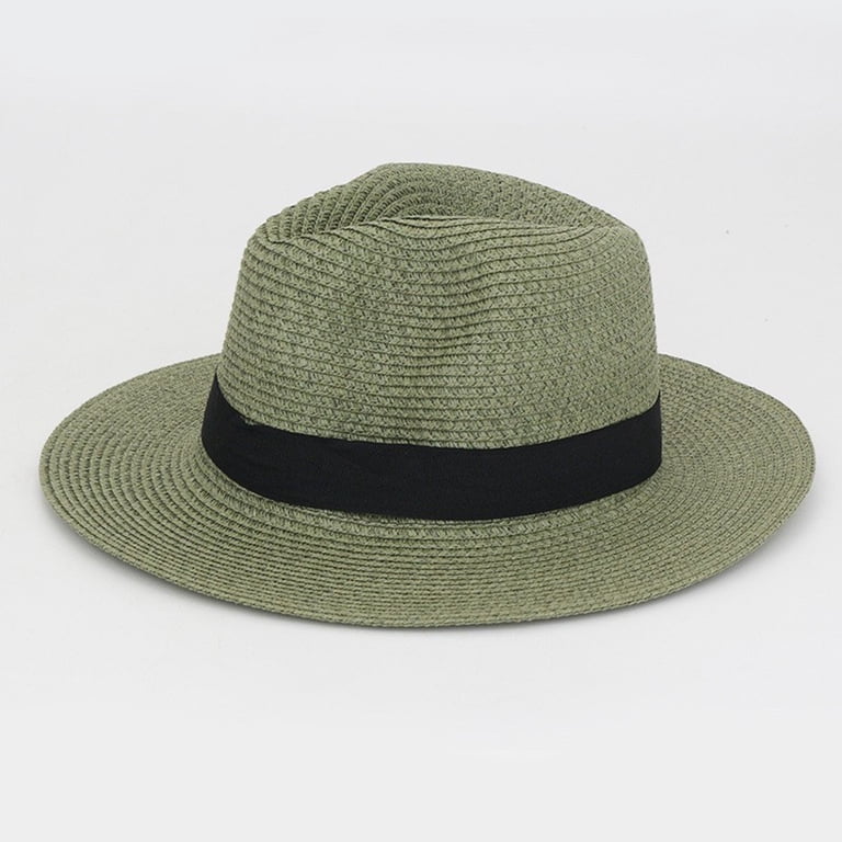 Straw Fedora Sun Hat UPF 80+ Wide Brim Beach Panama Style Adjustable 71-xy0uGqhL._AC_UY1000_.jpg main image 3