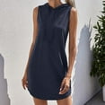 thumbnail image 2 of ERkkoi Plus Size Womens Summer Dresses Casual Soli Drawstring Sleeveless Hooded Sundresses For Women Navy L, 2 of 6
