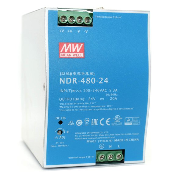 Fuente de alimentación de riel DIN Mean Well NDR-480-24 480W 24V 20A
