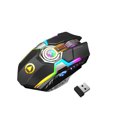 thumbnail image 1 of Cateissary Ratón inalámbrico para juegos, receptor USB de 2,4 GHz, 800/1200/1600DPI, luz RGB, conexión automática, ratón para ordenador portátil Cables de computadora Negro, 1 of 6