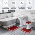 thumbnail image 5 of Red Geometric Bath Mat 3 Piece Bathroom Rug Set, Country Farm Traditional Chinese Tile Non Slip Bath Rug Contour Mat and Toilet Lid Cover, Absorbent Shower Mats Soft Bath Rugs and Mats Sets, 5 of 8