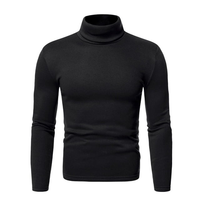 DEELLEEO Mens Turtleneck Long Sleeve Solid Colour Stretch Slim Fit Bottoming Tops