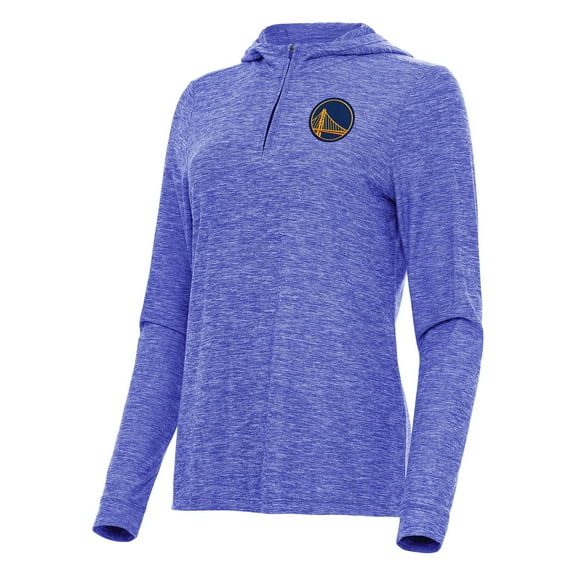 Women's Antigua Heather Royal Golden State Warriors Daybreak Quarter-Zip Hoodie