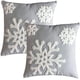 thumbnail image 1 of Funda de almohada bordada de algodón de lona para decoración del hogar con copos de nieve navideños cuadrados suaves, funda de cojín de 18x18, funda de almohada para sofá cama y silla (1 par, gris), 1 of 5