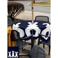thumbnail image 4 of Outdoor Tablecloth with Umbrella Hole and Zipper, Easter Bunny Square Table Cloth 54x54 Inch Waterproof Tablecloth, Cute Rabbit Family Vintage Navy Blue Abstract Picnic Table Cover for Patio Camping, 4 of 7